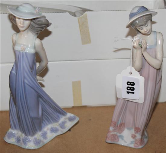 2 Lladro figures, Cindy, Susan, 4 Faberge champagne flutes